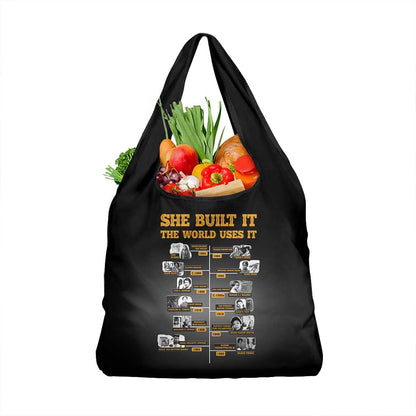 She Built It The World Uses It Grocery Bag Black Women, Bold Inventions - African Pride