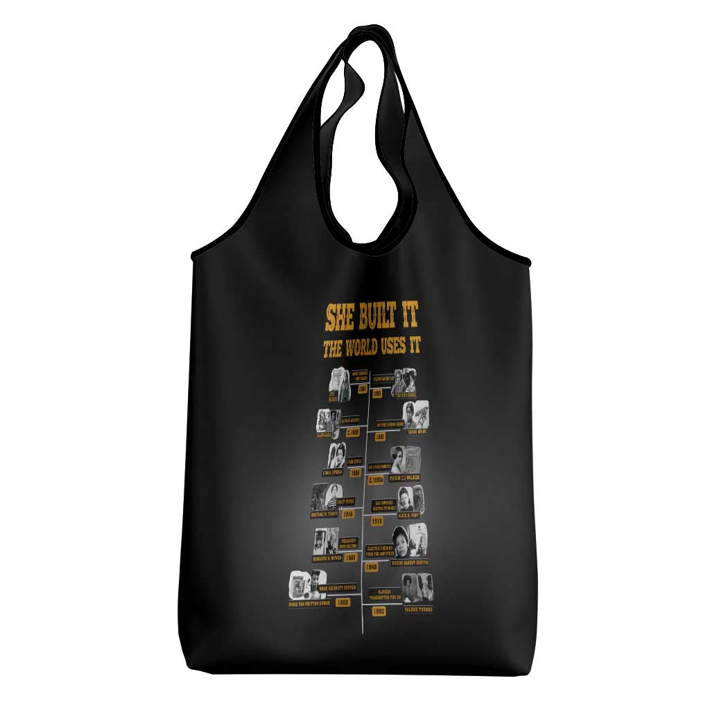 She Built It The World Uses It Grocery Bag Black Women, Bold Inventions - African Pride