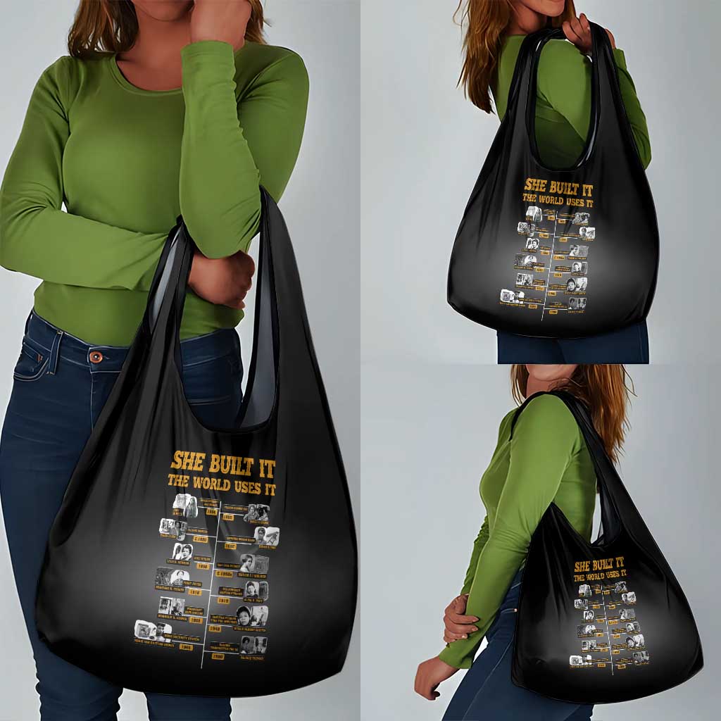 She Built It The World Uses It Grocery Bag Black Women, Bold Inventions - African Pride