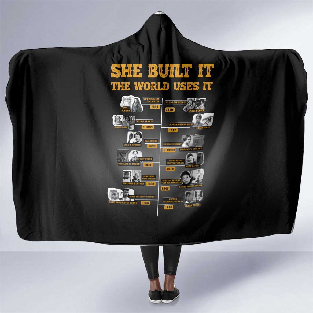 She Built It The World Uses It Hooded Blanket Black Women, Bold Inventions - African Pride