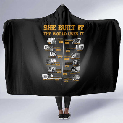 She Built It The World Uses It Hooded Blanket Black Women, Bold Inventions - African Pride