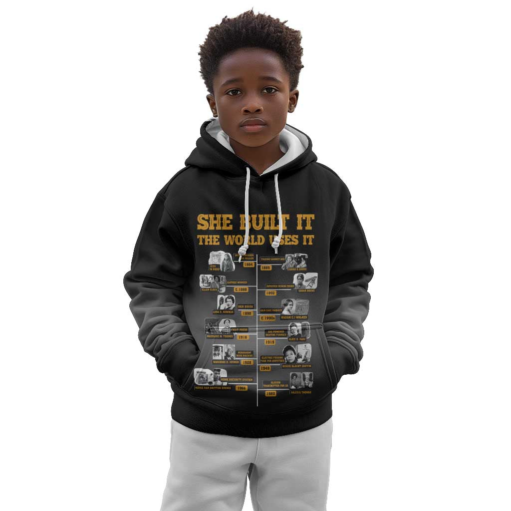 She Built It The World Uses It Kid Hoodie Black Women, Bold Inventions - African Pride
