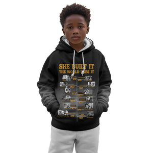 She Built It The World Uses It Kid Hoodie Black Women, Bold Inventions - African Pride