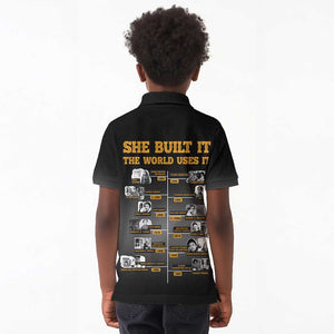 She Built It The World Uses It Kid Polo Shirt Black Women, Bold Inventions - African Pride
