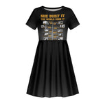 She Built It The World Uses It Kid Short Sleeve Dress Black Women, Bold Inventions - African Pride