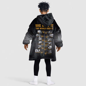 She Built It The World Uses It Kid Wearable Blanket Hoodie Black Women, Bold Inventions - African Pride
