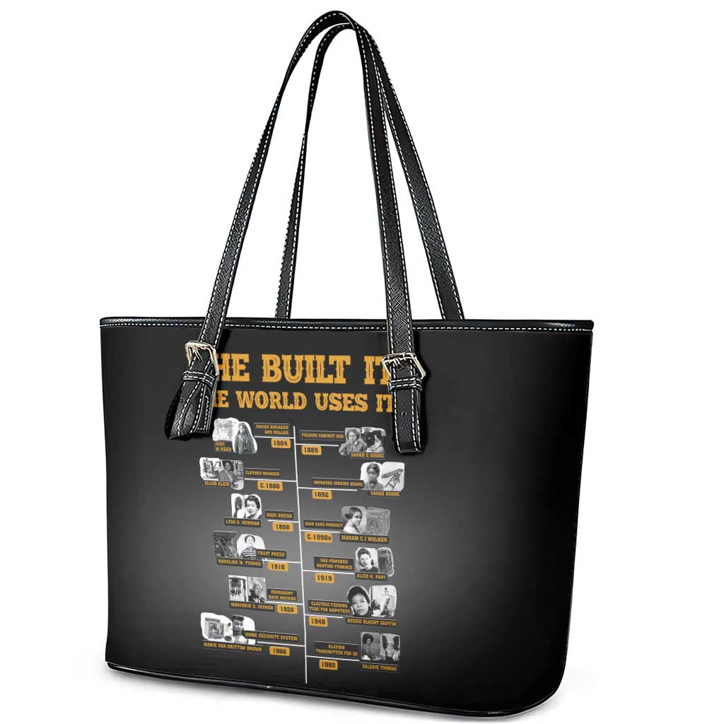 She Built It The World Uses It Leather Tote Bag Black Women, Bold Inventions - African Pride