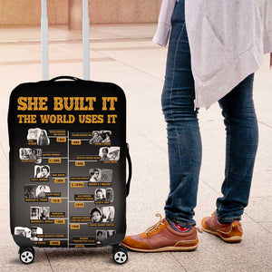 She Built It The World Uses It Luggage Cover Black Women, Bold Inventions - African Pride