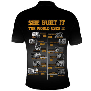She Built It The World Uses It Polo Shirt Black Women, Bold Inventions - African Pride