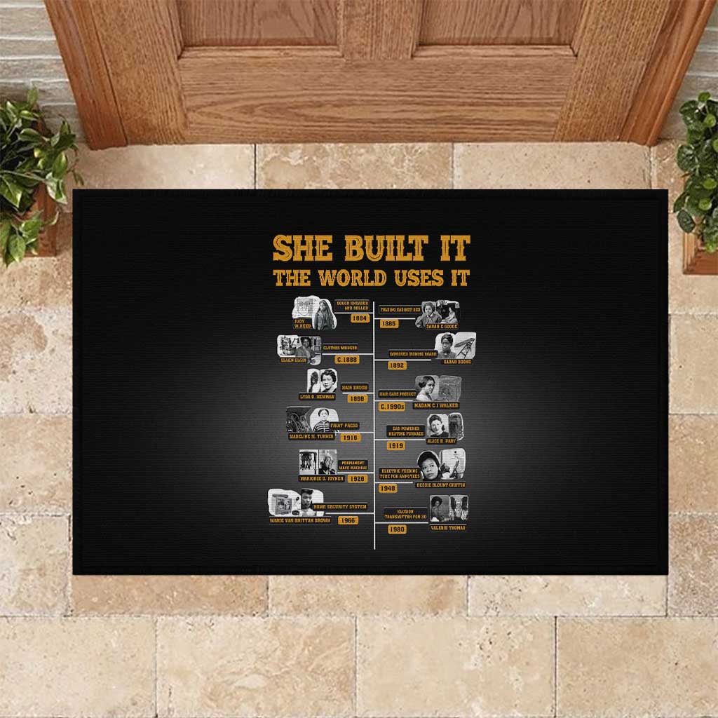 She Built It The World Uses It Rubber Doormat Black Women, Bold Inventions - African Pride