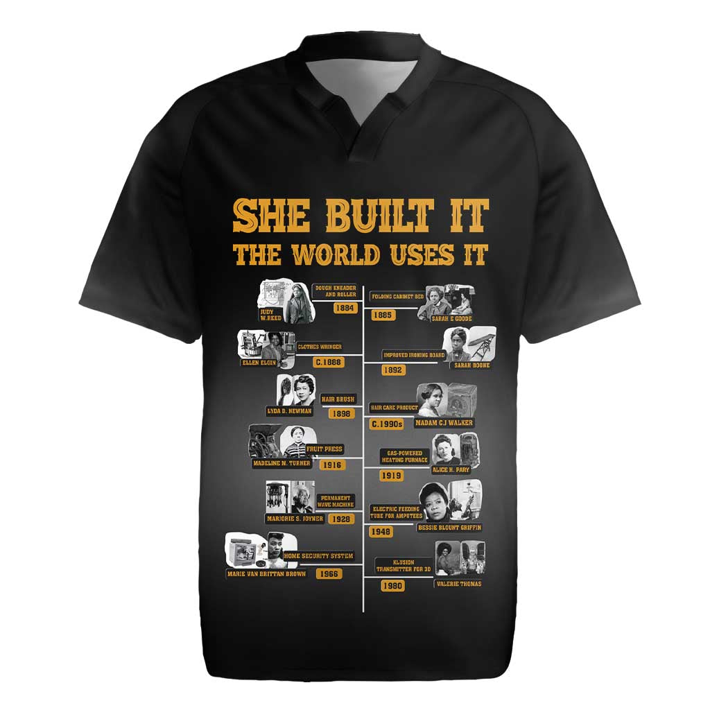 She Built It The World Uses It Rugby Jersey Black Women, Bold Inventions - African Pride
