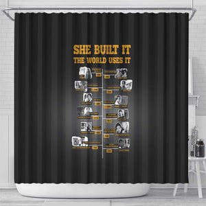 She Built It The World Uses It Shower Curtain Black Women, Bold Inventions - African Pride