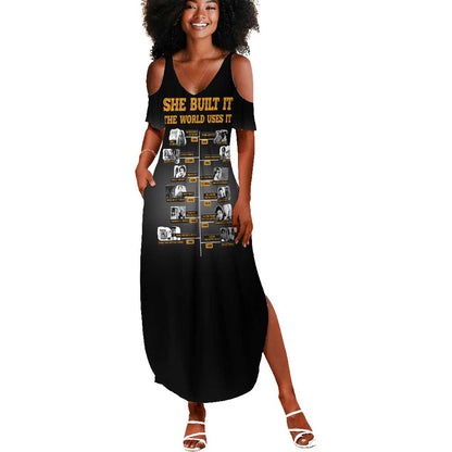 She Built It The World Uses It Summer Maxi Dress Black Women, Bold Inventions - African Pride