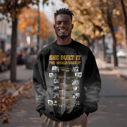 She Built It The World Uses It Sweatshirt Black Women, Bold Inventions - African Pride
