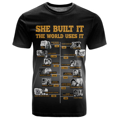 She Built It The World Uses It T shirt Black Women, Bold Inventions - African Pride