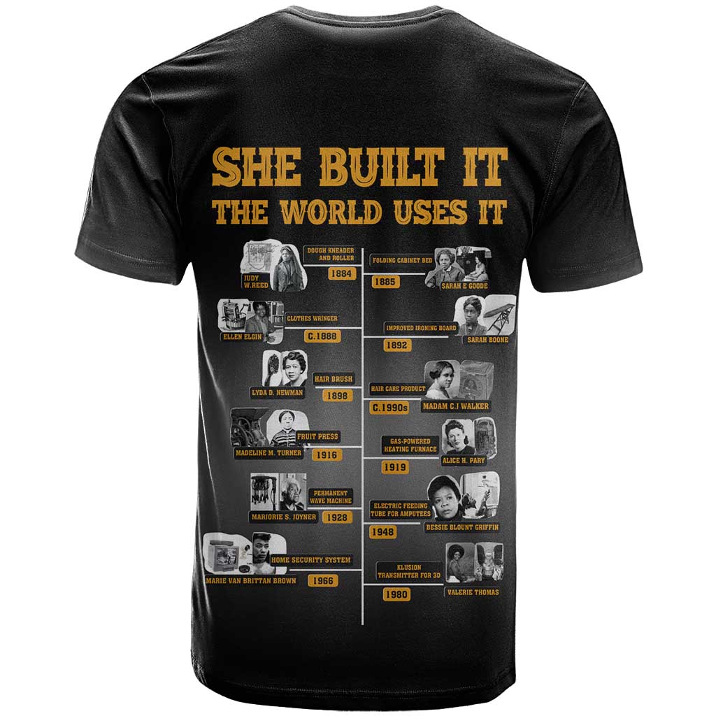 She Built It The World Uses It T shirt Black Women, Bold Inventions - African Pride