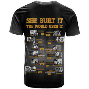 She Built It The World Uses It T shirt Black Women, Bold Inventions - African Pride