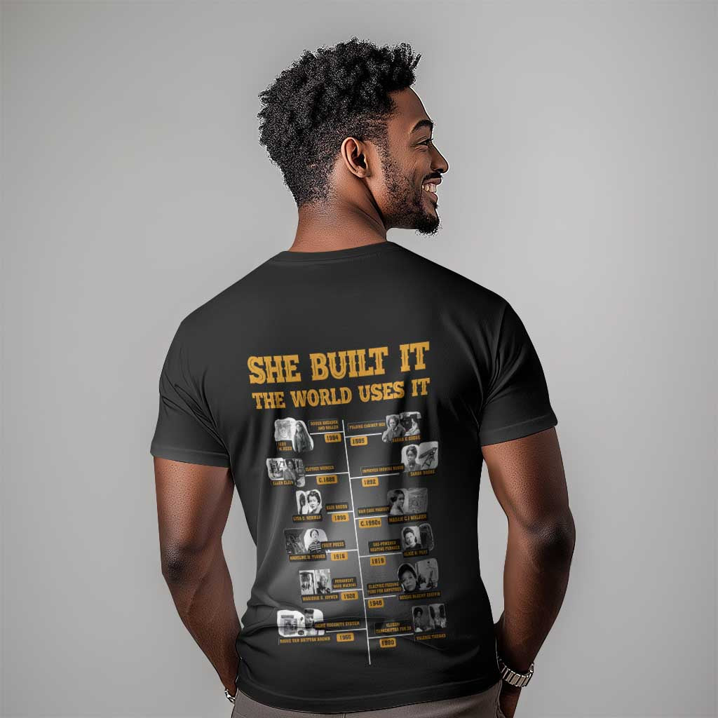 She Built It The World Uses It T shirt Black Women, Bold Inventions - African Pride