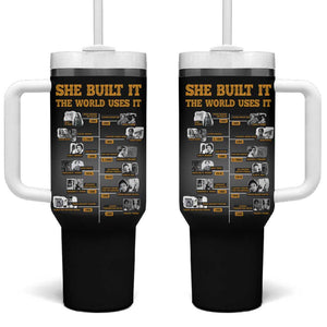 She Built It The World Uses It Tumbler With Handle Black Women, Bold Inventions - African Pride