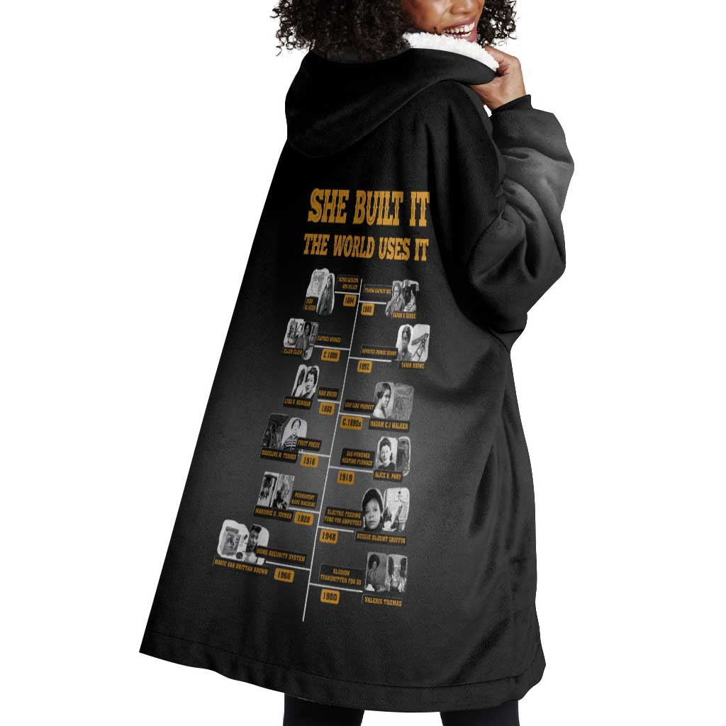 She Built It The World Uses It Wearable Blanket Hoodie Black Women, Bold Inventions - African Pride