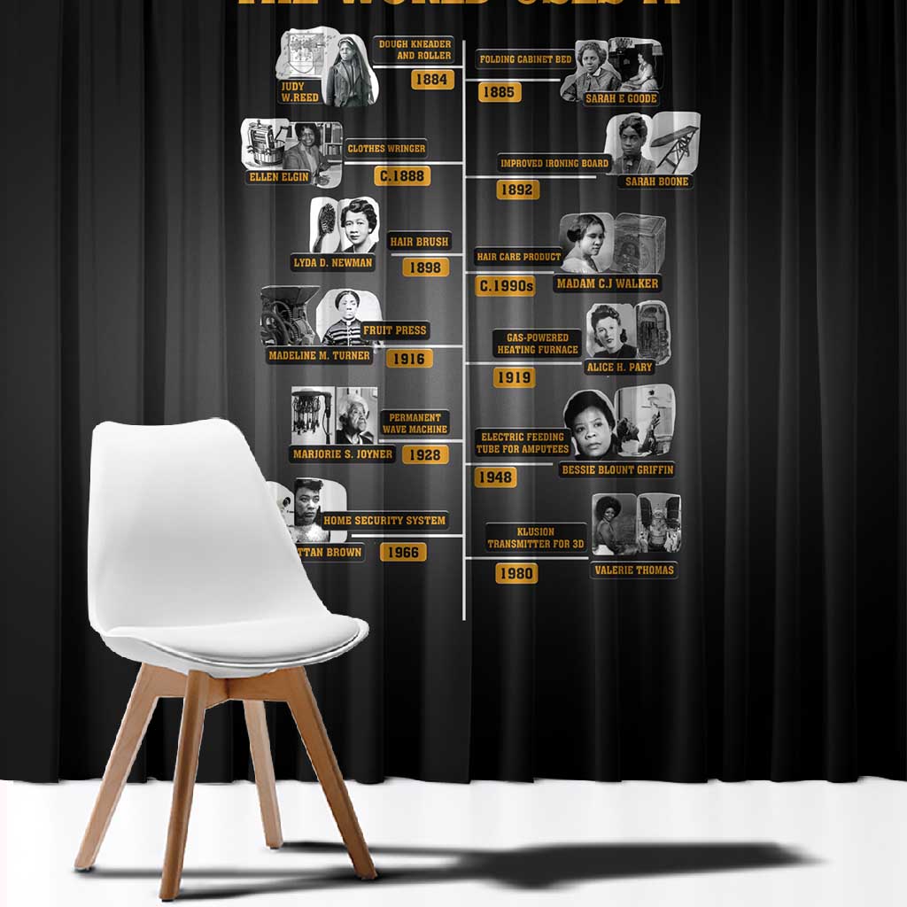 She Built It The World Uses It Window Curtain Black Women, Bold Inventions - African Pride