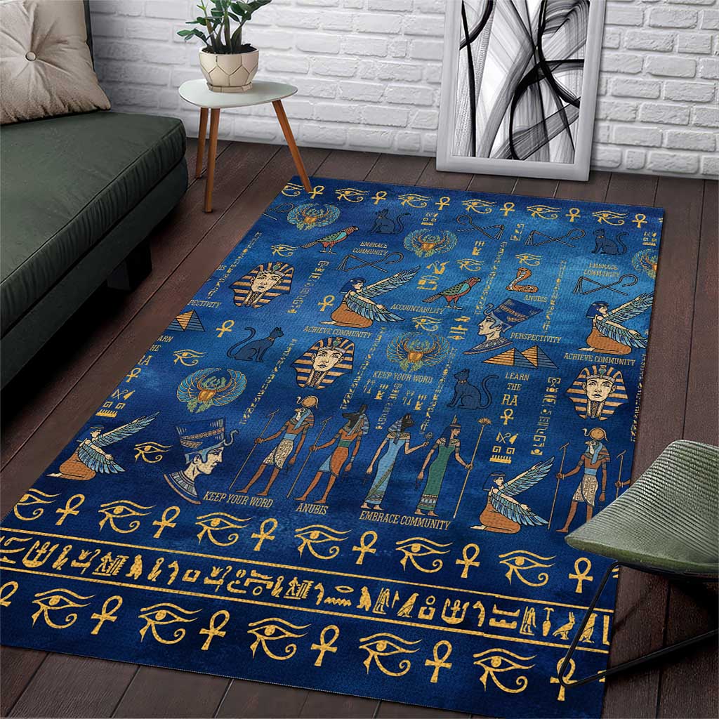 Ancient Egyptian Culture Area Rug Pharaohs Anubis Kemet and Symbolic Motifs - African Pride