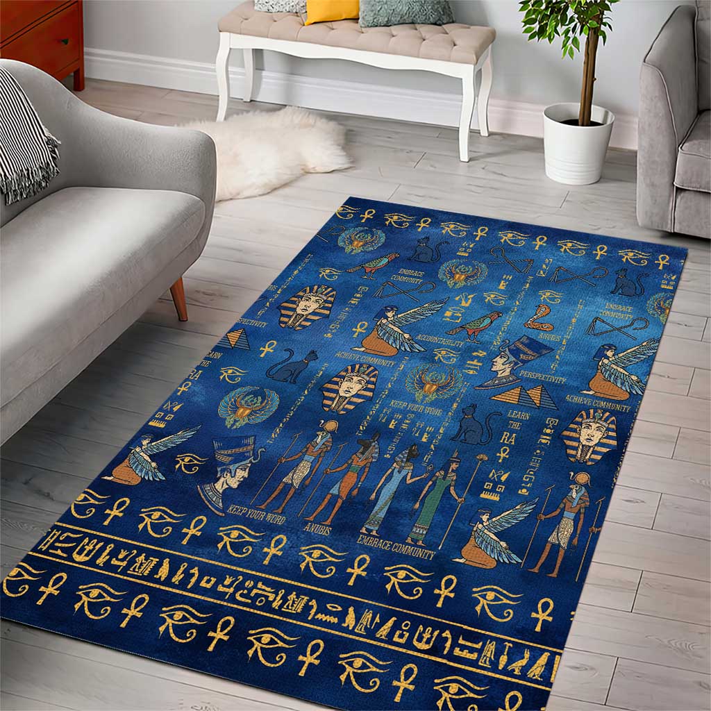 Ancient Egyptian Culture Area Rug Pharaohs Anubis Kemet and Symbolic Motifs - African Pride