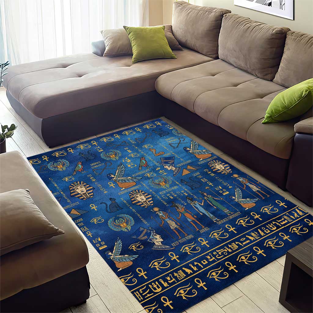 Ancient Egyptian Culture Area Rug Pharaohs Anubis Kemet and Symbolic Motifs - African Pride