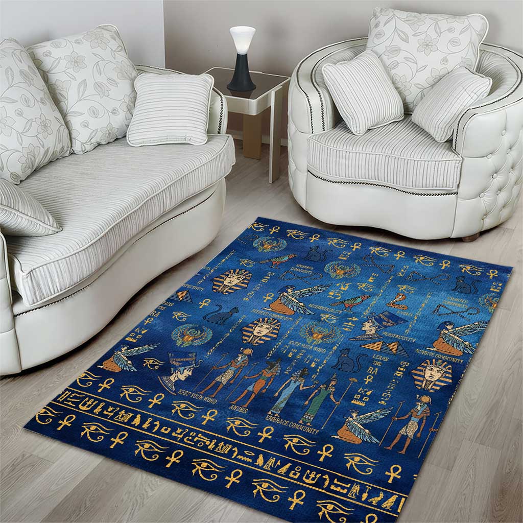 Ancient Egyptian Culture Area Rug Pharaohs Anubis Kemet and Symbolic Motifs - African Pride