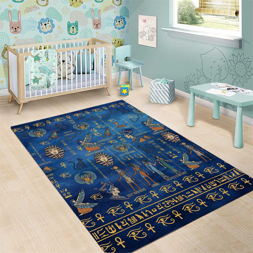 Ancient Egyptian Culture Area Rug Pharaohs Anubis Kemet and Symbolic Motifs - African Pride