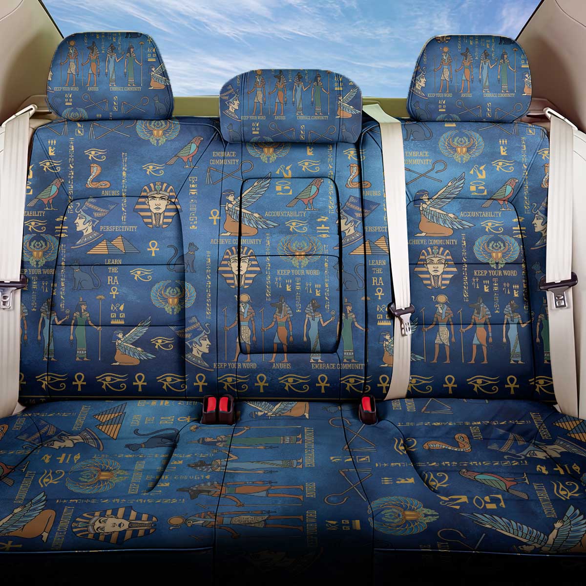 Ancient Egyptian Culture Back Car Seat Cover Pharaohs Anubis Kemet and Symbolic Motifs - African Pride
