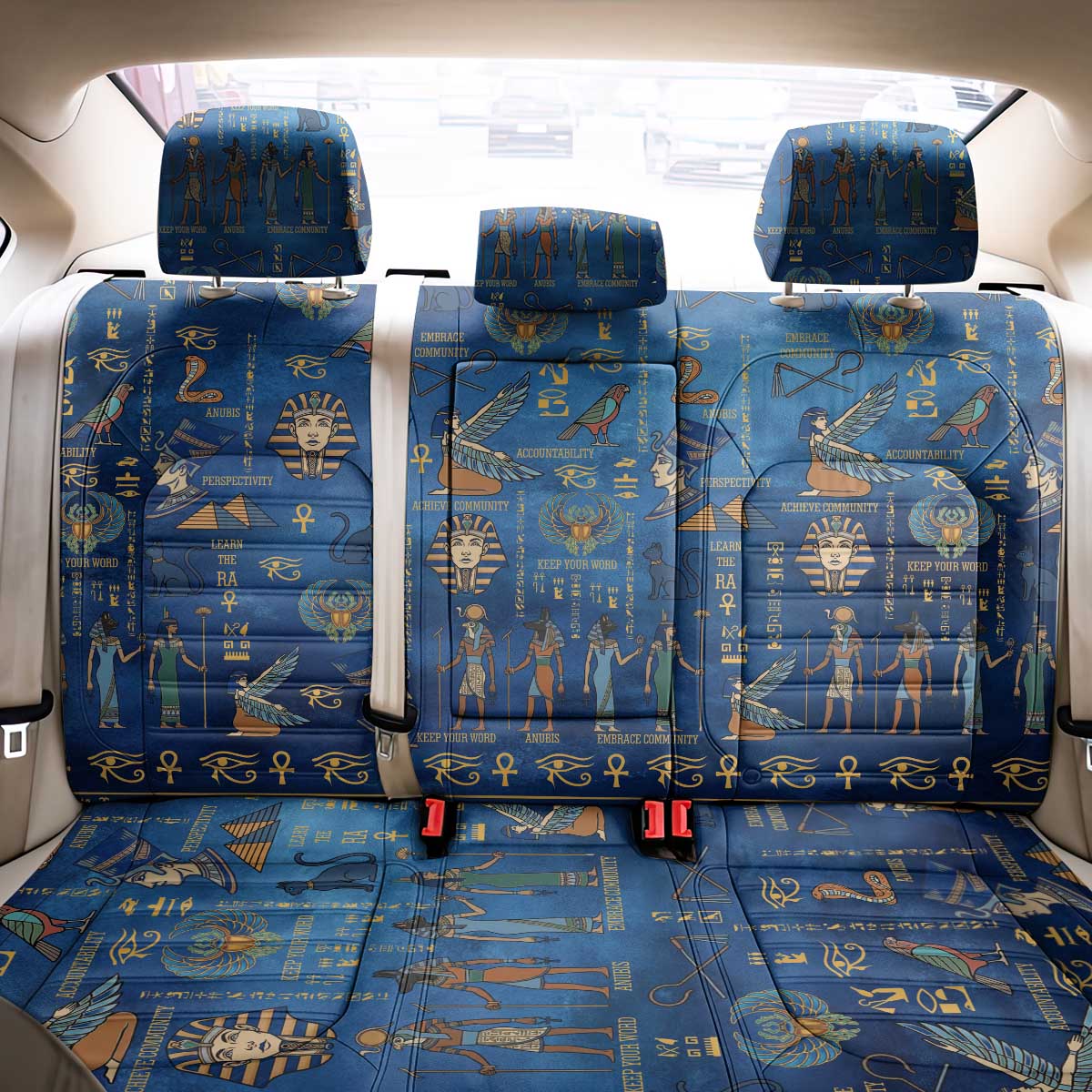 Ancient Egyptian Culture Back Car Seat Cover Pharaohs Anubis Kemet and Symbolic Motifs - African Pride