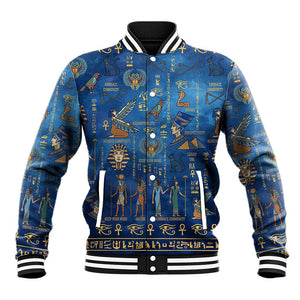 Ancient Egyptian Culture Baseball Jacket Pharaohs Anubis Kemet and Symbolic Motifs - African Pride