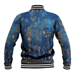 Ancient Egyptian Culture Baseball Jacket Pharaohs Anubis Kemet and Symbolic Motifs - African Pride