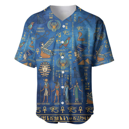 Ancient Egyptian Culture Baseball Jersey Pharaohs Anubis Kemet and Symbolic Motifs - African Pride