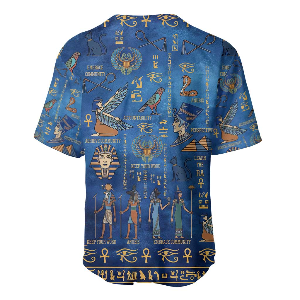 Ancient Egyptian Culture Baseball Jersey Pharaohs Anubis Kemet and Symbolic Motifs - African Pride