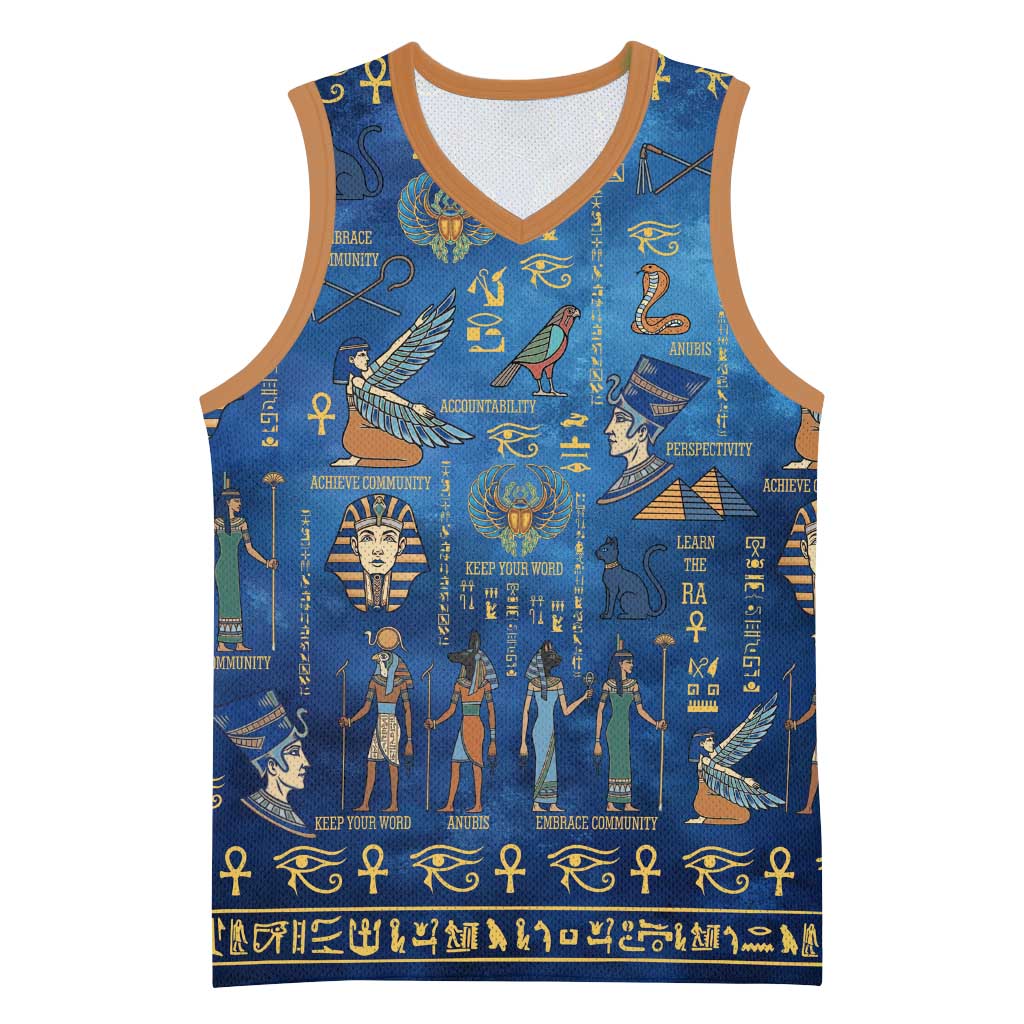Ancient Egyptian Culture Basketball Jersey Pharaohs Anubis Kemet and Symbolic Motifs - African Pride