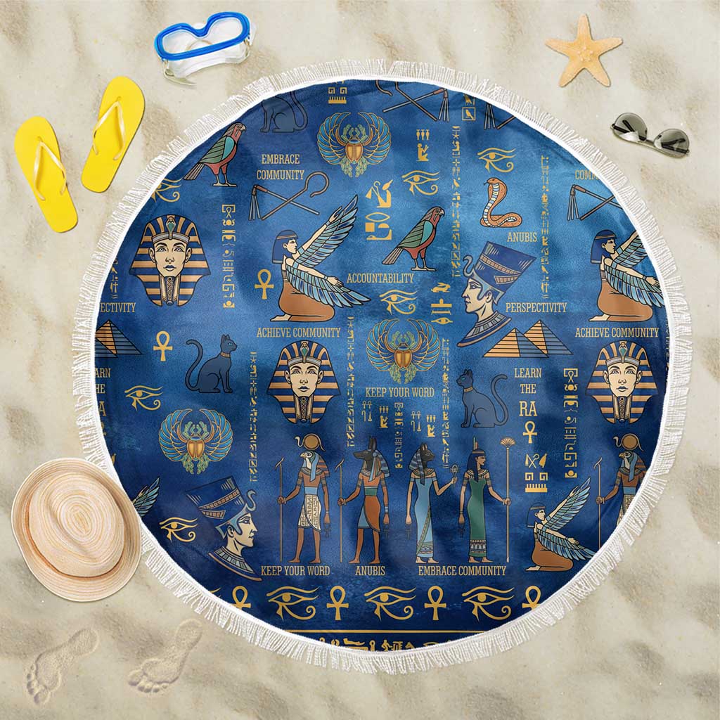 Ancient Egyptian Culture Beach Blanket Pharaohs Anubis Kemet and Symbolic Motifs - African Pride
