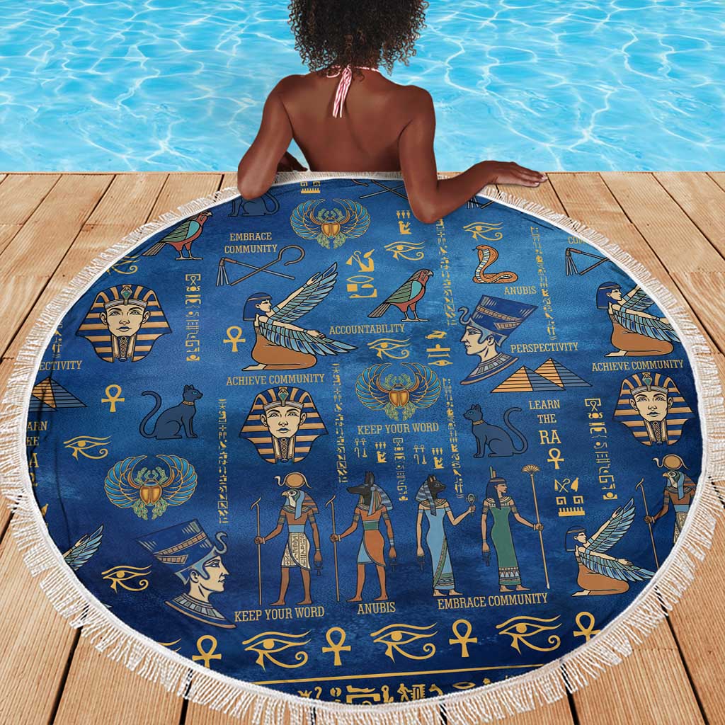 Ancient Egyptian Culture Beach Blanket Pharaohs Anubis Kemet and Symbolic Motifs - African Pride