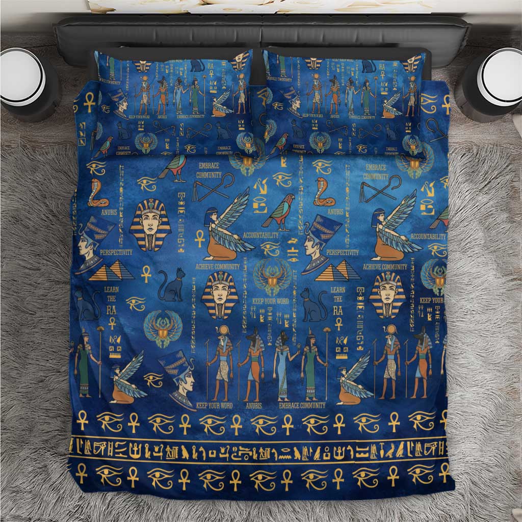 Ancient Egyptian Culture Bedding Set Pharaohs Anubis Kemet and Symbolic Motifs - African Pride