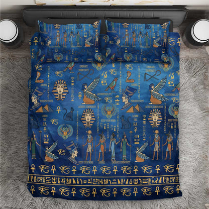 Ancient Egyptian Culture Bedding Set Pharaohs Anubis Kemet and Symbolic Motifs - African Pride