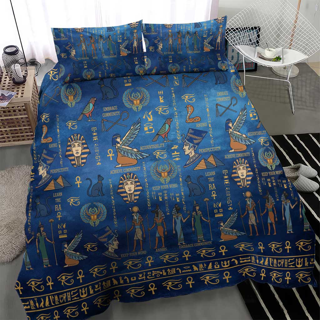 Ancient Egyptian Culture Bedding Set Pharaohs Anubis Kemet and Symbolic Motifs - African Pride
