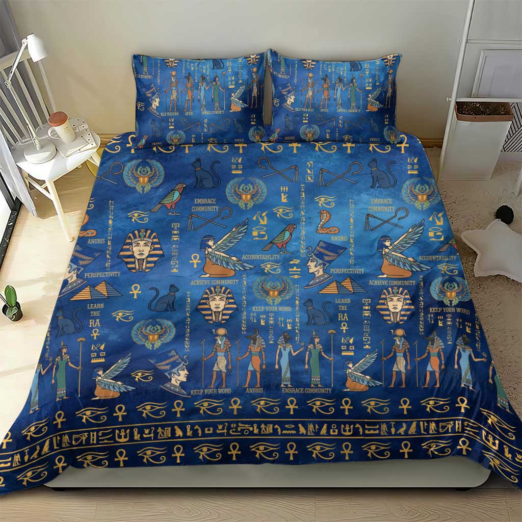 Ancient Egyptian Culture Bedding Set Pharaohs Anubis Kemet and Symbolic Motifs - African Pride