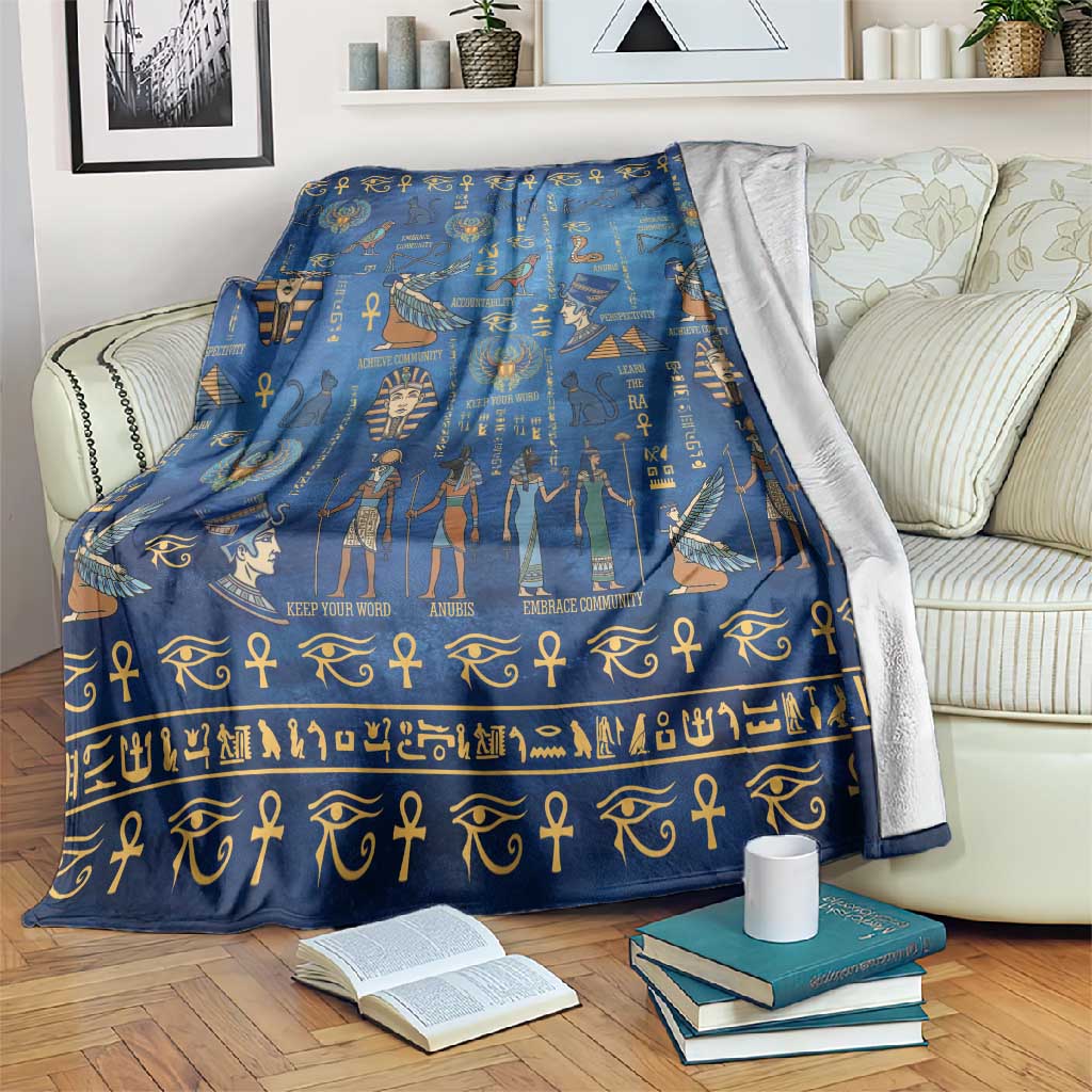Ancient Egyptian Culture Blanket Pharaohs Anubis Kemet and Symbolic Motifs - African Pride