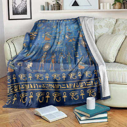 Ancient Egyptian Culture Blanket Pharaohs Anubis Kemet and Symbolic Motifs - African Pride