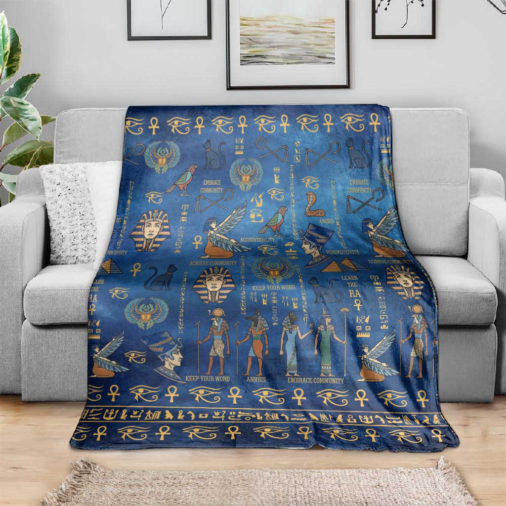Ancient Egyptian Culture Blanket Pharaohs Anubis Kemet and Symbolic Motifs - African Pride