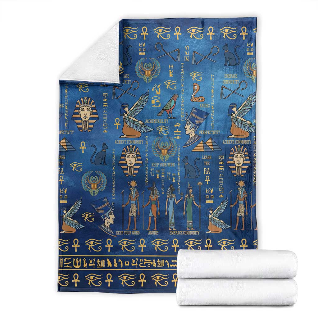 Ancient Egyptian Culture Blanket Pharaohs Anubis Kemet and Symbolic Motifs - African Pride