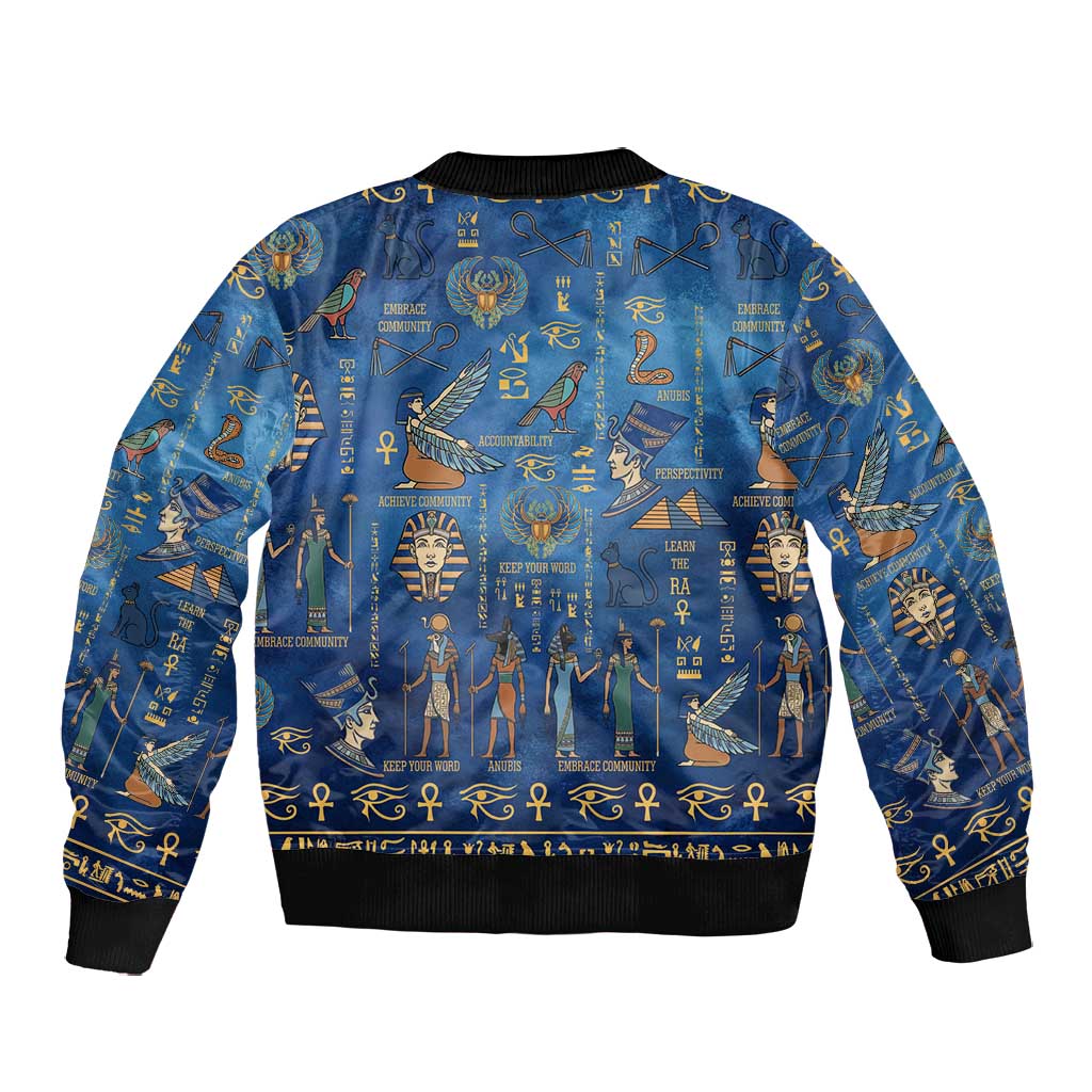 Ancient Egyptian Culture Bomber Jacket Pharaohs Anubis Kemet and Symbolic Motifs - African Pride