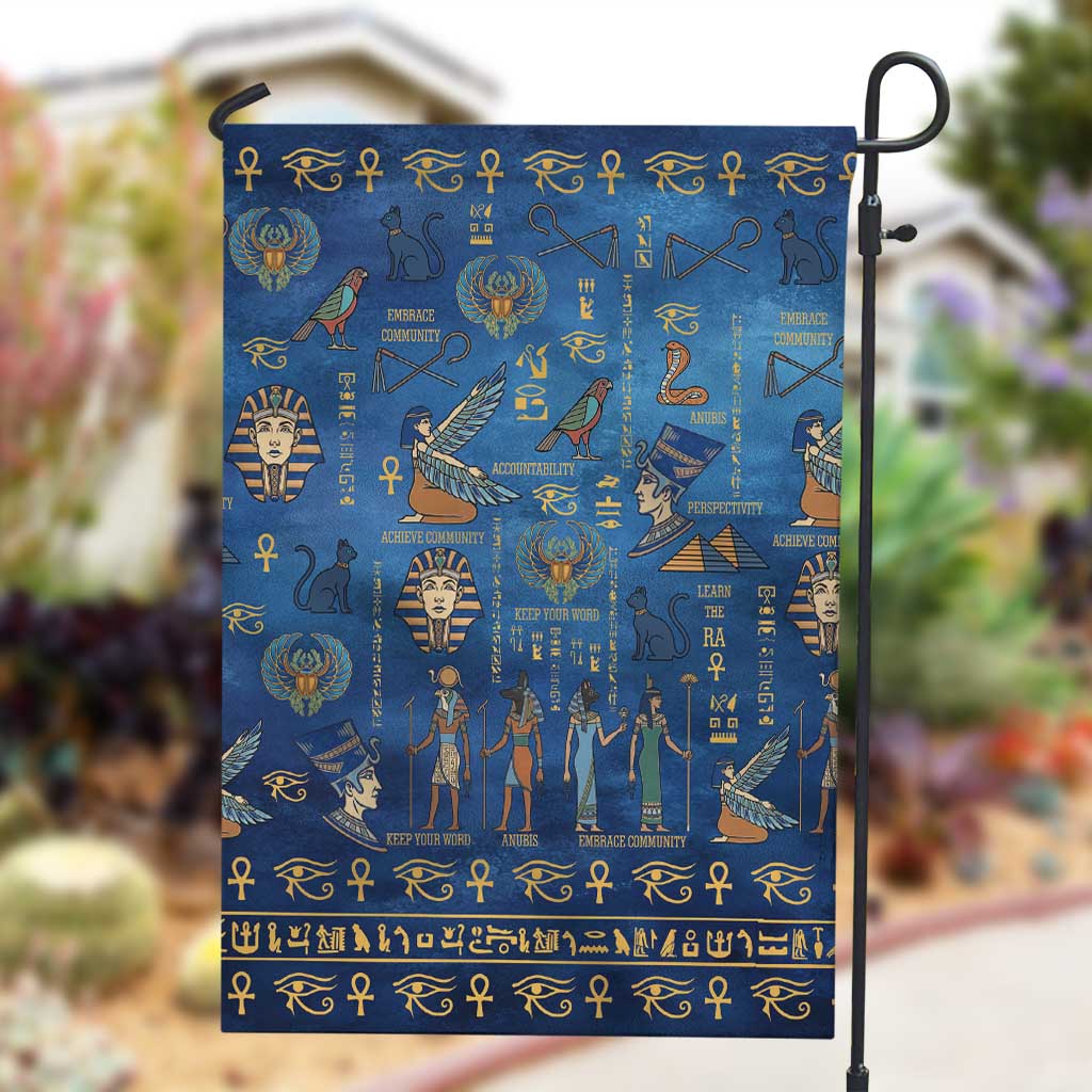 Ancient Egyptian Culture Garden Flag Pharaohs Anubis Kemet and Symbolic Motifs - African Pride