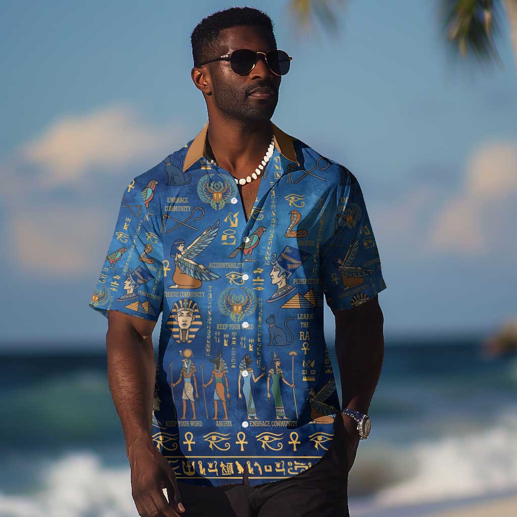 Ancient Egyptian Culture Hawaiian Shirt Pharaohs Anubis Kemet and Symbolic Motifs - African Pride